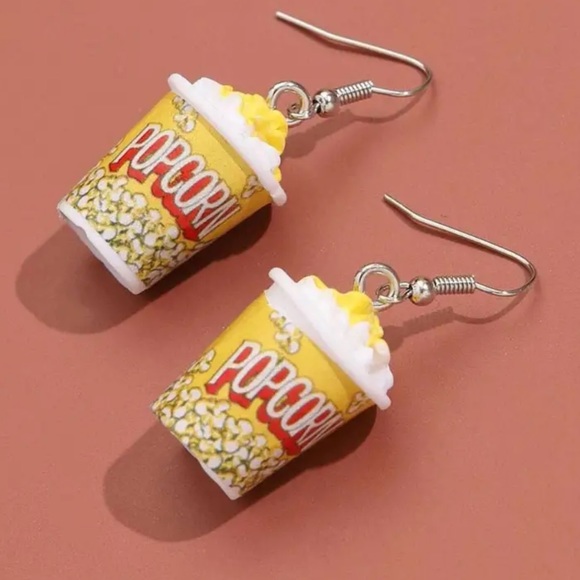 Novelty Pop Corn Dangle Earrings - Picture 5 of 10